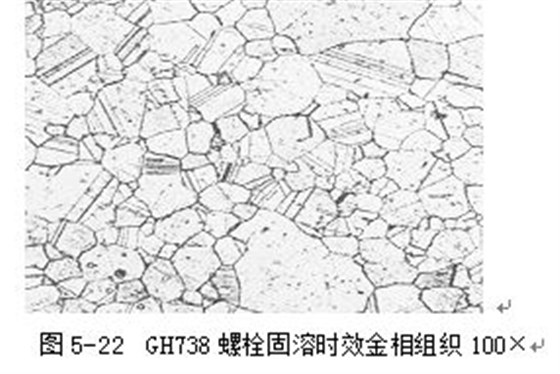 圖5-22 GH738螺栓固溶時(shí)效金相組織100&times;
