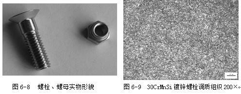 螺母實(shí)物形貌，30CrMnSi鍍鋅螺栓調(diào)質(zhì)組織200&times;