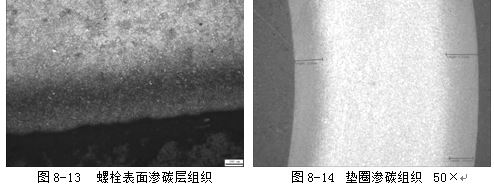 墊圈因硬度低進(jìn)行滲碳處理，滲碳處理后的滲碳組織見(jiàn)圖